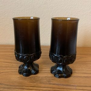 Pair of Franciscan Madeira Smokey brown goblets